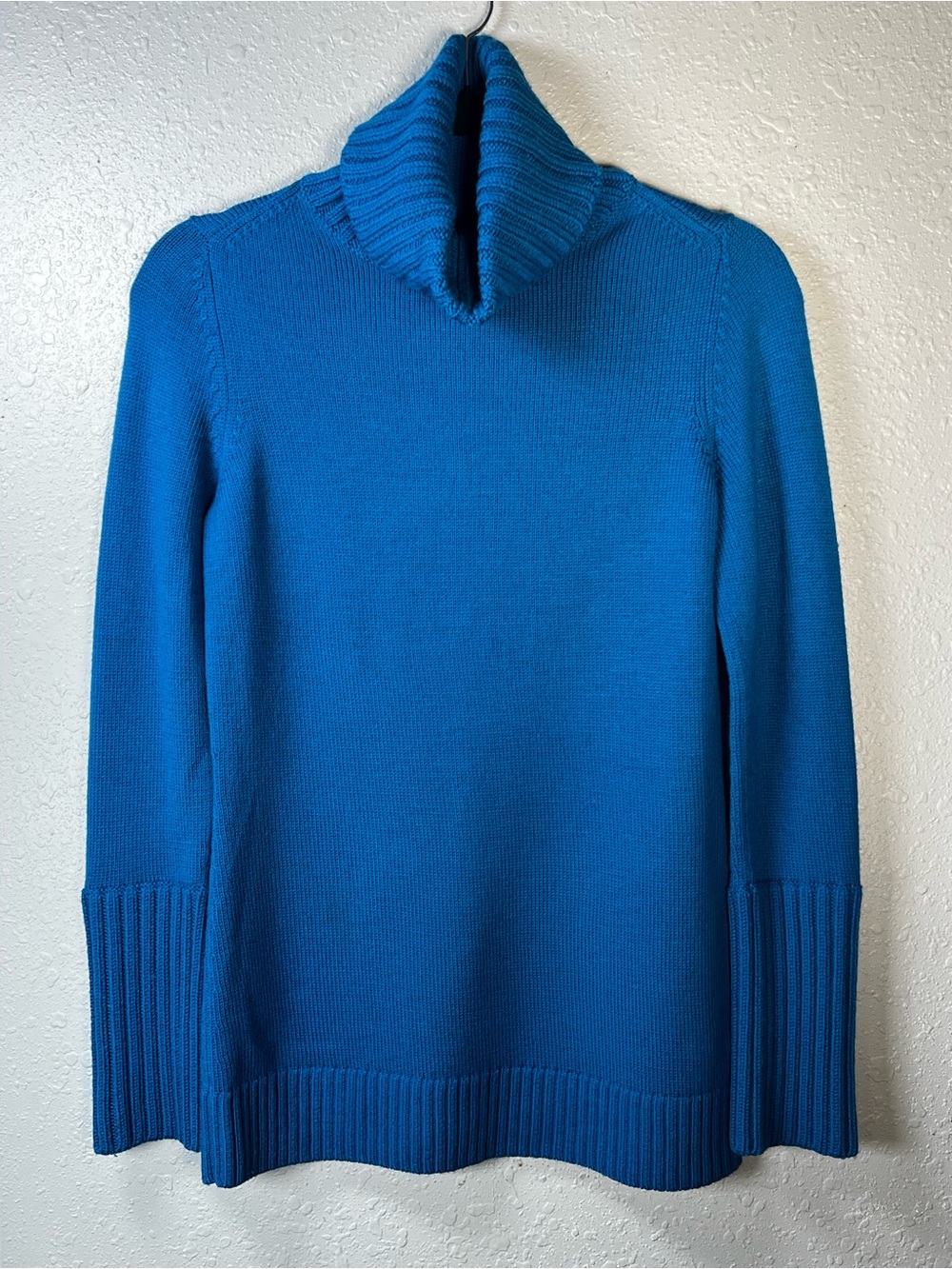 Banana Republic Merino Wool Turtleneck Sweater Blue Button Cuff Y2K 2007 S - Picture 2 of 16